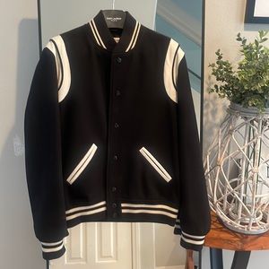 Saint Laurent Mens Teddy Bomber black/white sz.48